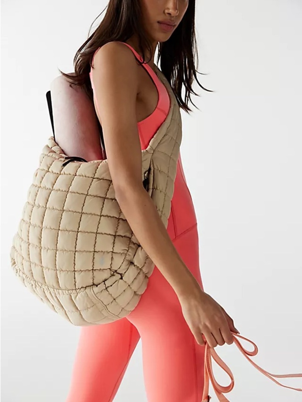 FP Movement by Free People Quilted Carryall Tan Tote Bag